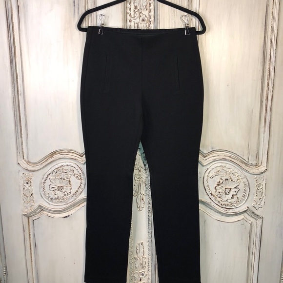 Chicos Rayon Blend Heavy Knit Pull on Straight Leg Black Pants Size 00 Regular - Picture 1 of 9